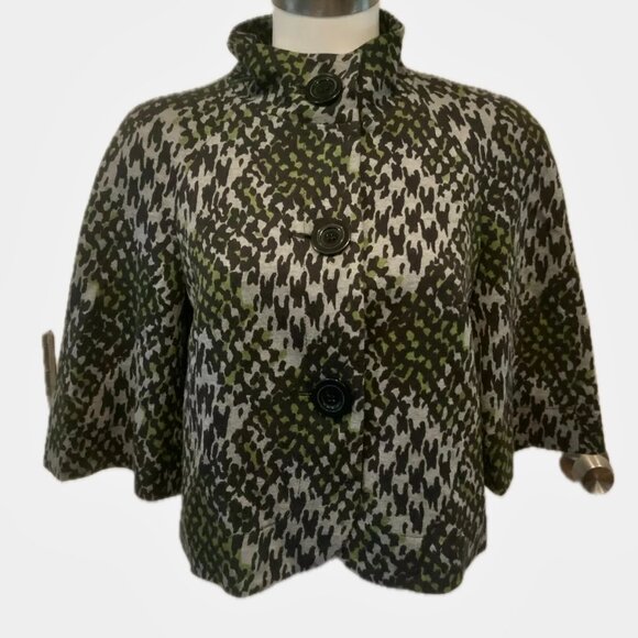 Trina Turk Stylish Cropped Jacket Trending Patchwork Pattern 3/4 Sleeves Sz 4 - Picture 11 of 11